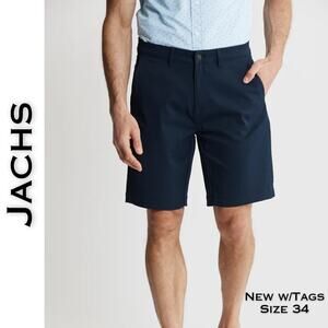 New Jachs NY Performance Tech Shorts Size 34 Blue Gray Stretch Golf Athleisure